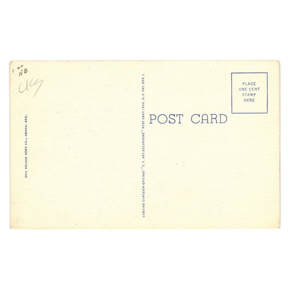 Air View State Capitol Lincoln Nebraska Postcard Vintage Eric Nelson News Linen - Picture 2 of 2